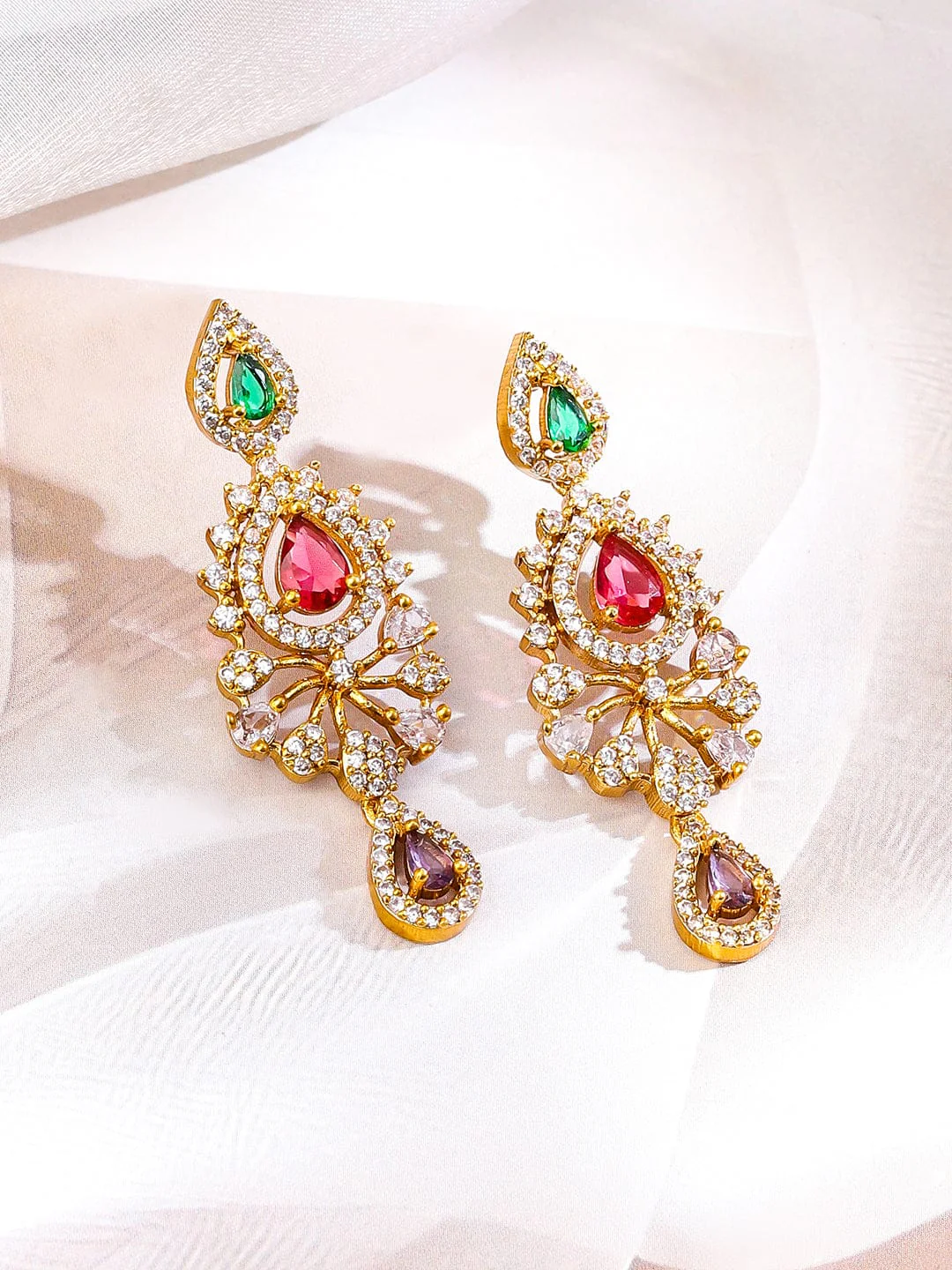 Multicolor Necklace Set With American Diamond Zirconia image 6