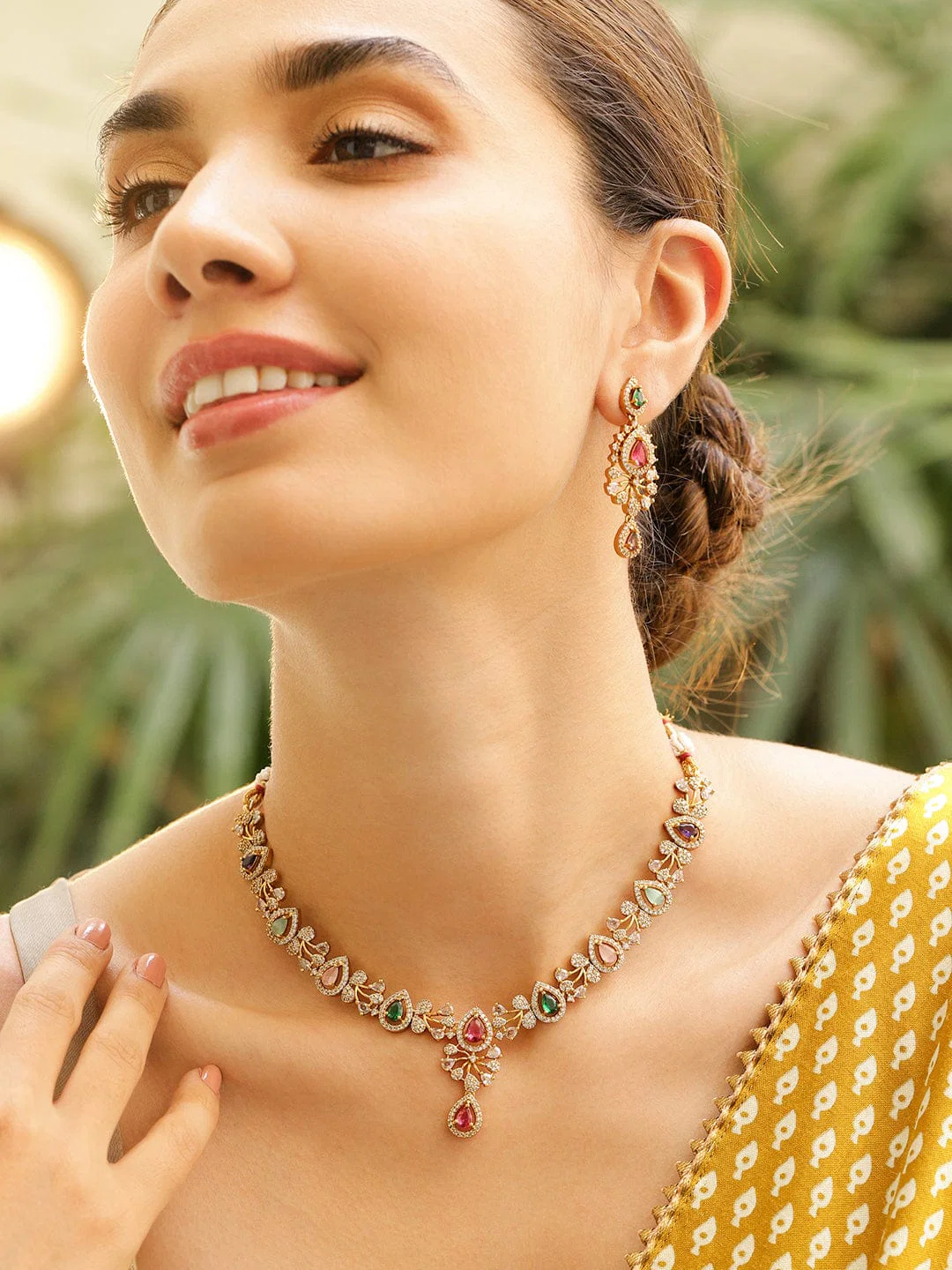 Multicolor Necklace Set With American Diamond Zirconia image 2